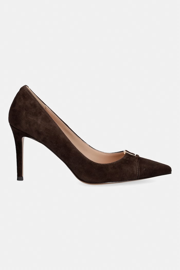 Twinset szpilki zamszowe 262TCP018.13411 brązowy AW26