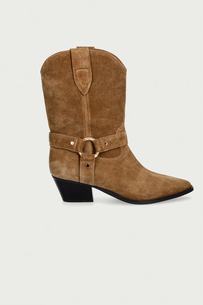 Twinset kowbojki damskie zamszowe 262TCP126.05065 brązowy AW26