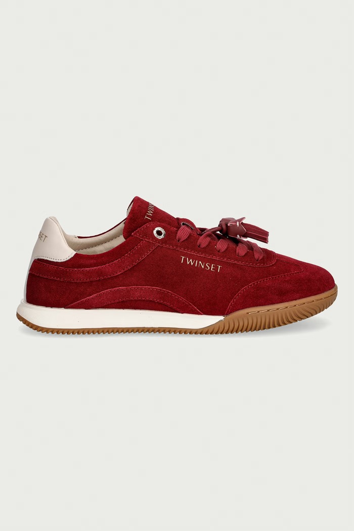 Twinset sneakersy damskie zamszowe 262TCP090.00620 czerwony AW26
