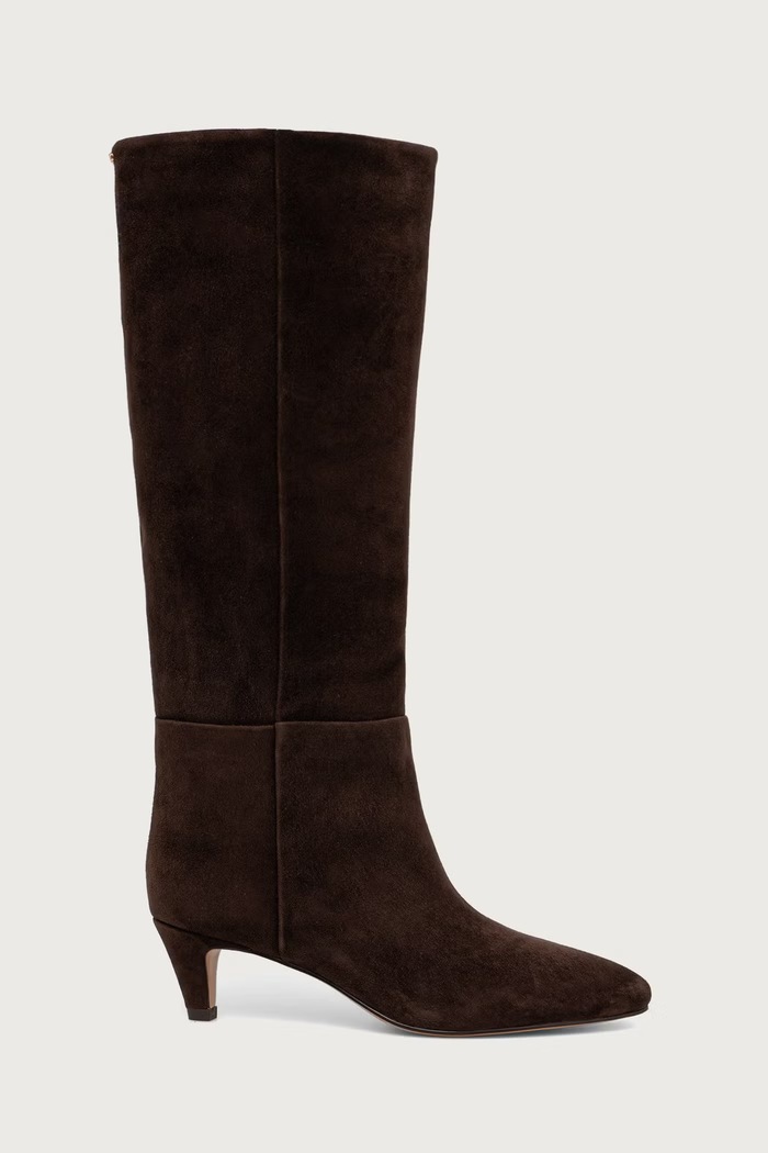 Twinset kozaki na niskim obcasie damskie zamszowe 262TCP140.13411 brązowy AW26