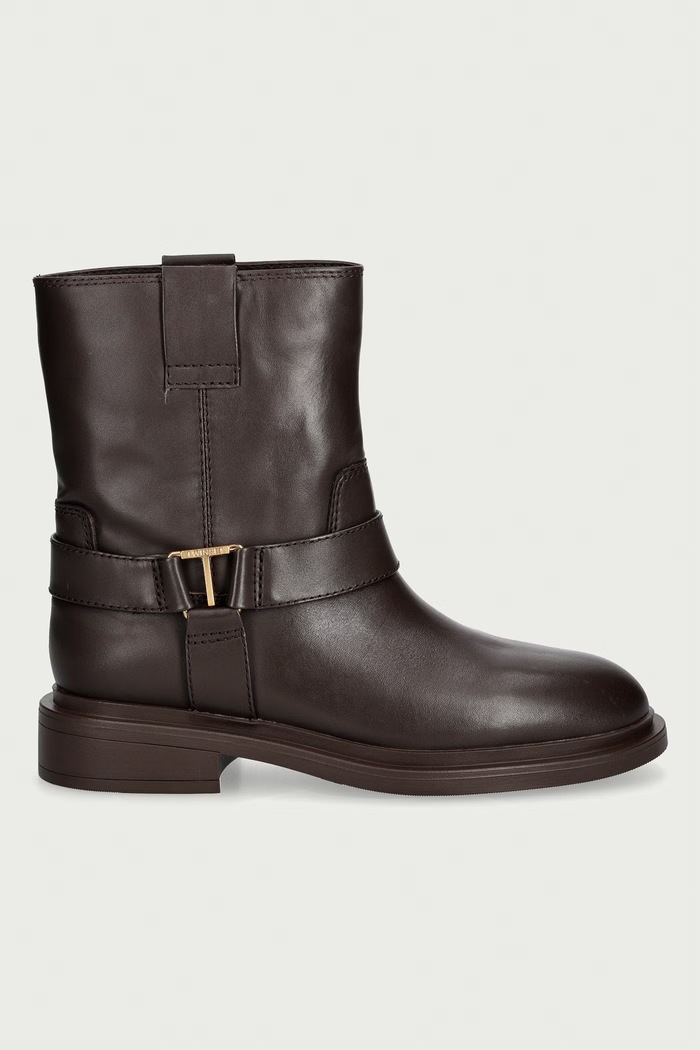 Twinset botki damskie skórzane 262TCP022.13411 brązowy AW26