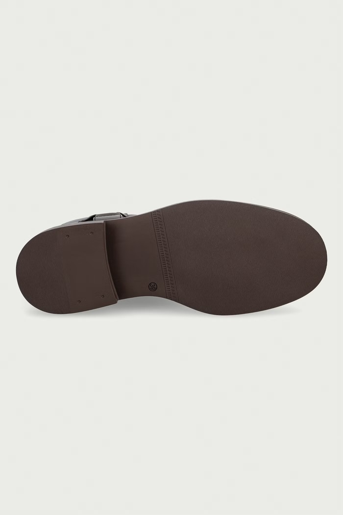 Twinset botki damskie skórzane 262TCP022.13411 brązowy