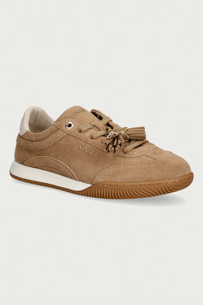 Twinset sneakersy damskie zamszowe beżowy 262TCP090.12145