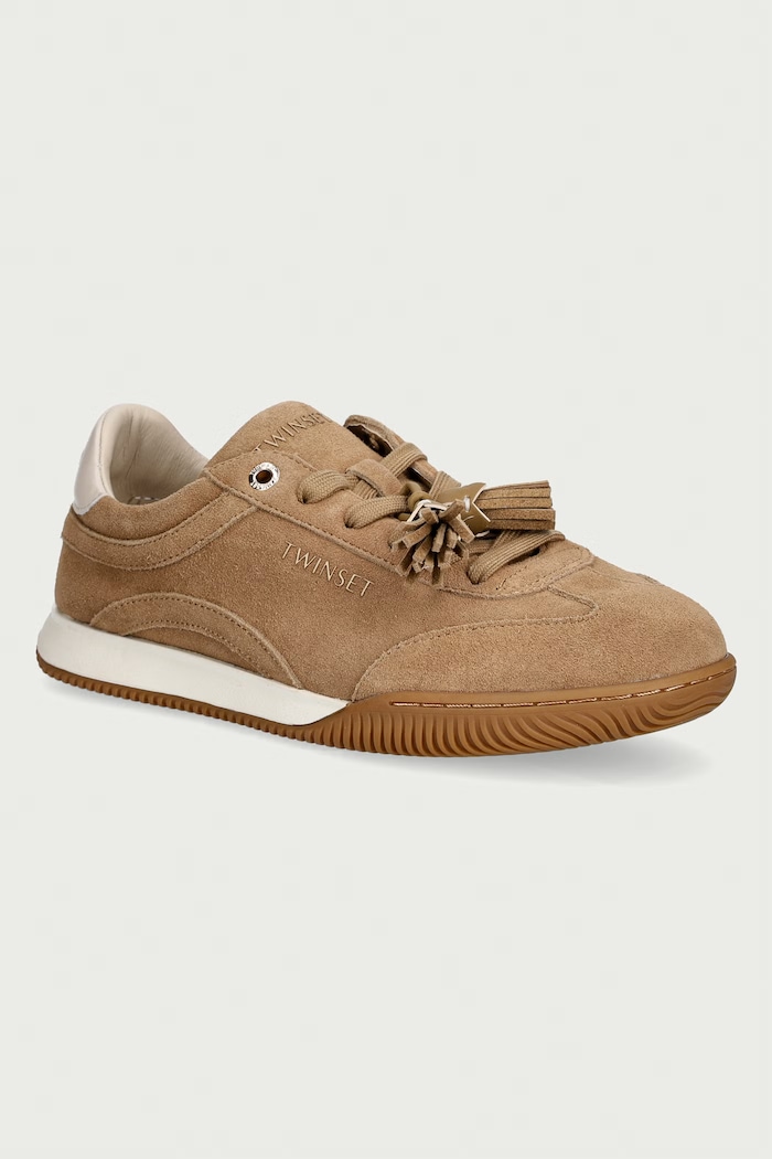Twinset sneakersy damskie zamszowe beżowy 262TCP090.12145