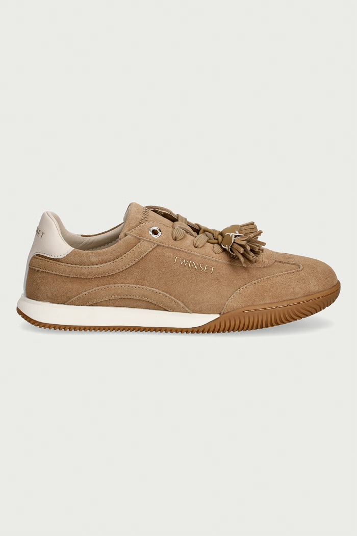 Twinset sneakersy damskie zamszowe 262TCP090.12145 beżowy AW26