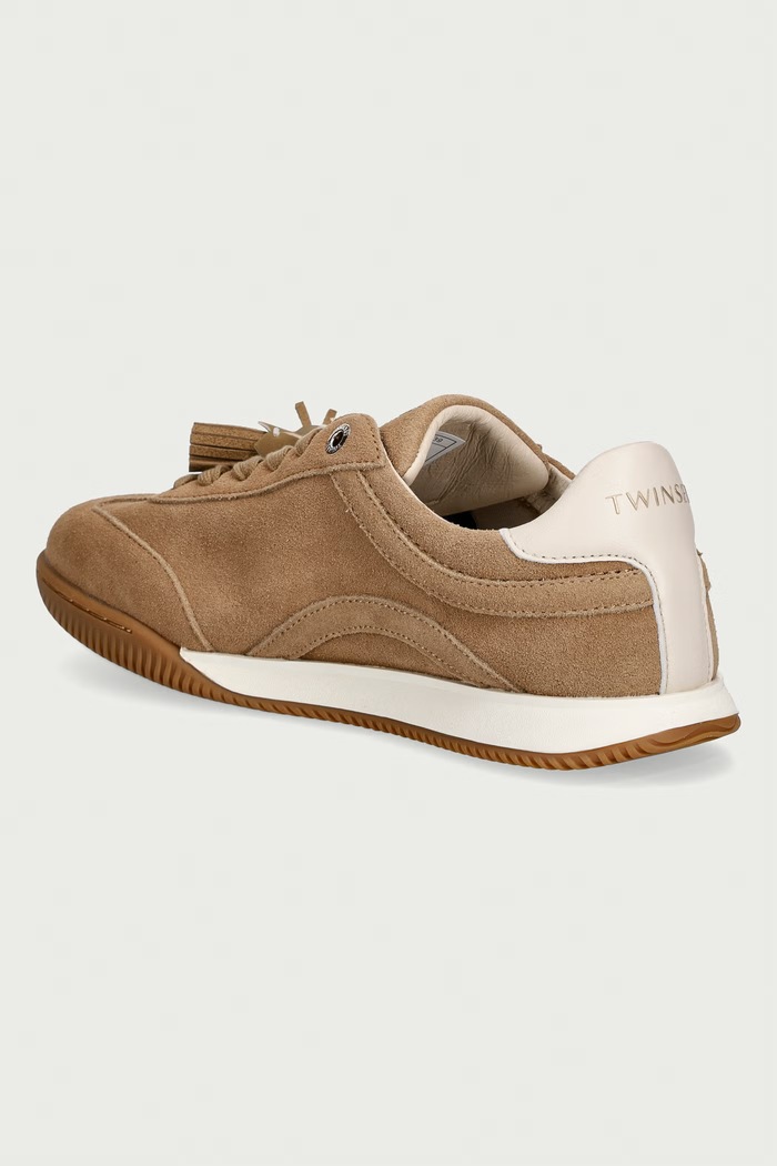 Obuwie Twinset sneakersy damskie zamszowe 262TCP090.12145 beżowy