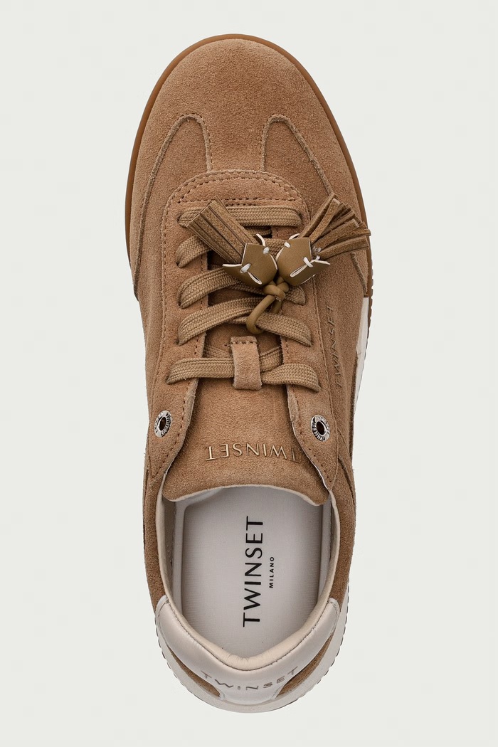 Twinset sneakersy damskie zamszowe beżowy 262TCP090.12145