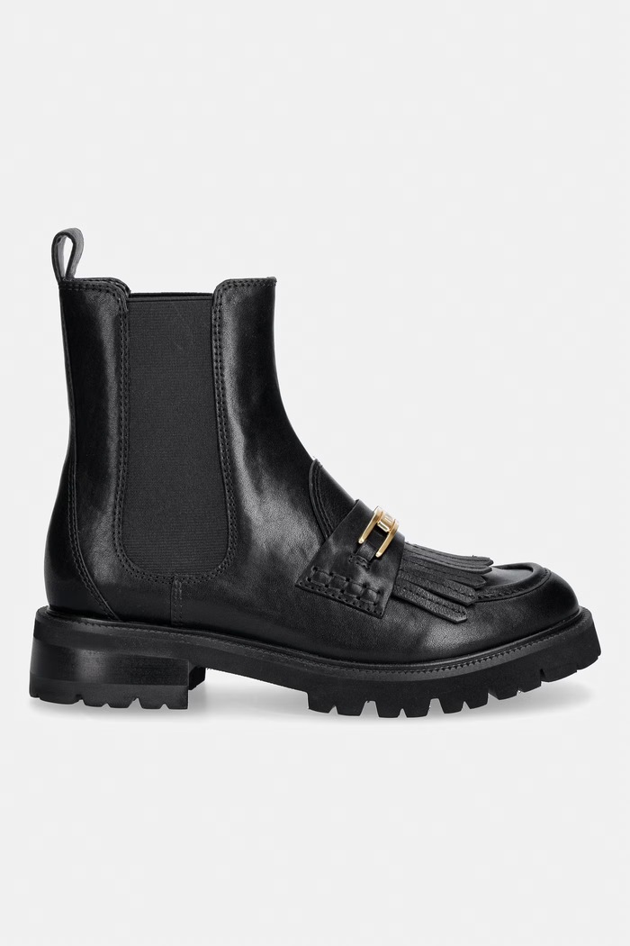 Twinset sztyblety na platformie damskie skórzane 262TCP072.00006 czarny AW26