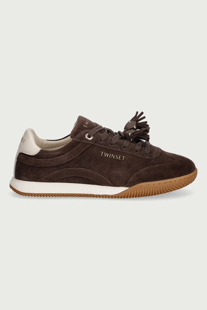 Twinset Sneakersy damskie zamszowe 262TCP090.13411 brązowy AW26