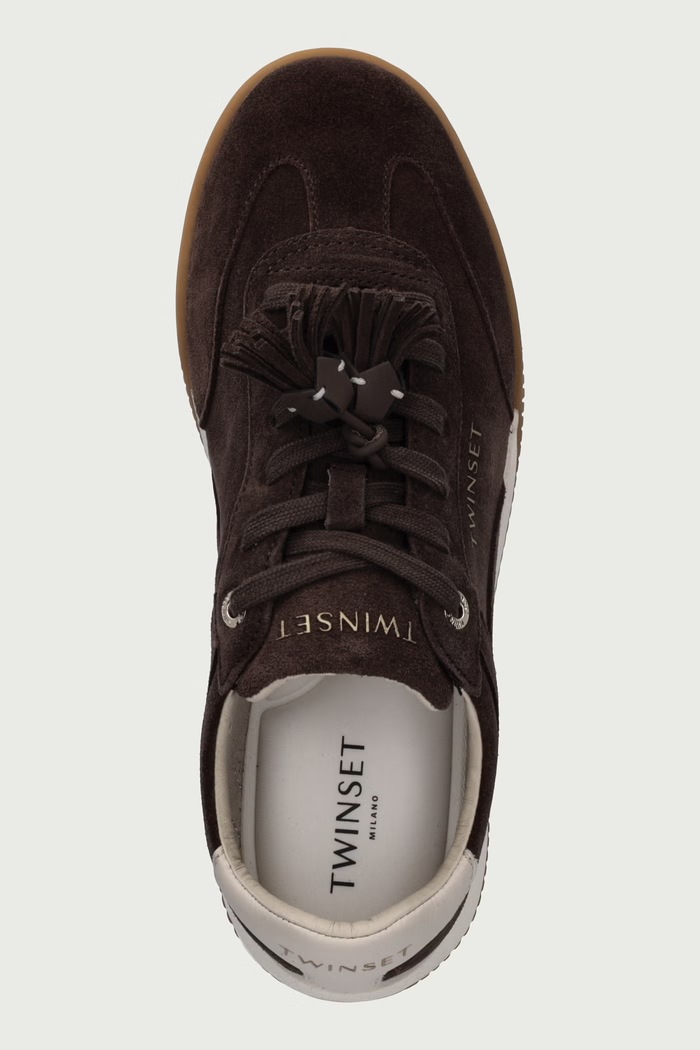 Sneakersy damskie zamszowe Twinset 262TCP090.13411 brązowy