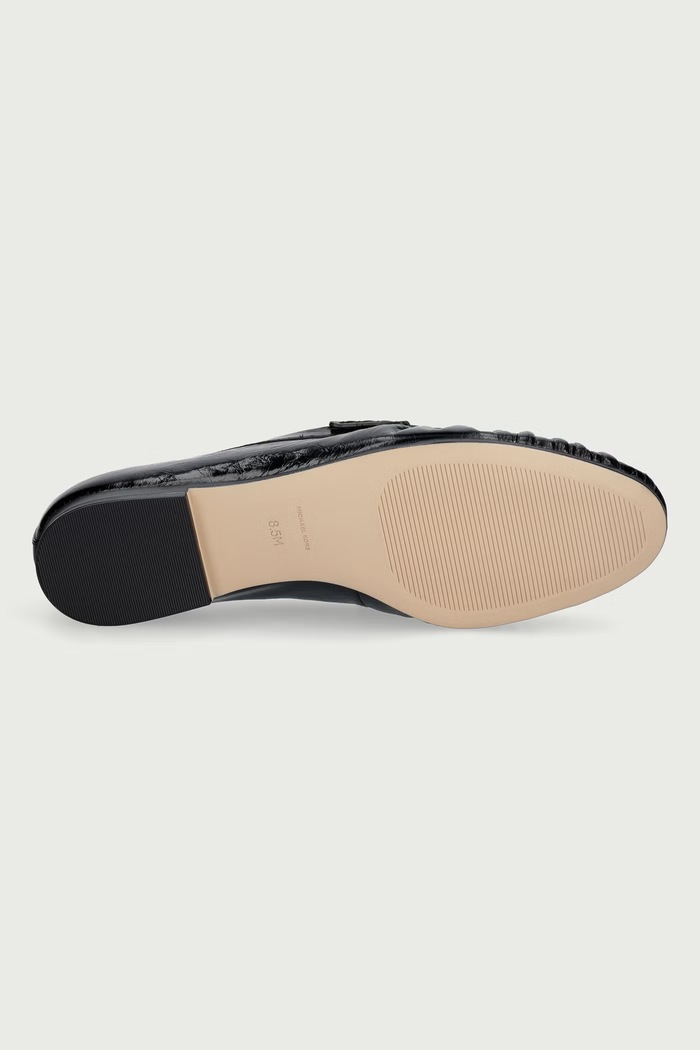 Mokasinke za žene od kože Jennings Ruched Loafer MICHAEL Michael Kors crna 40F6JNFP3L.001