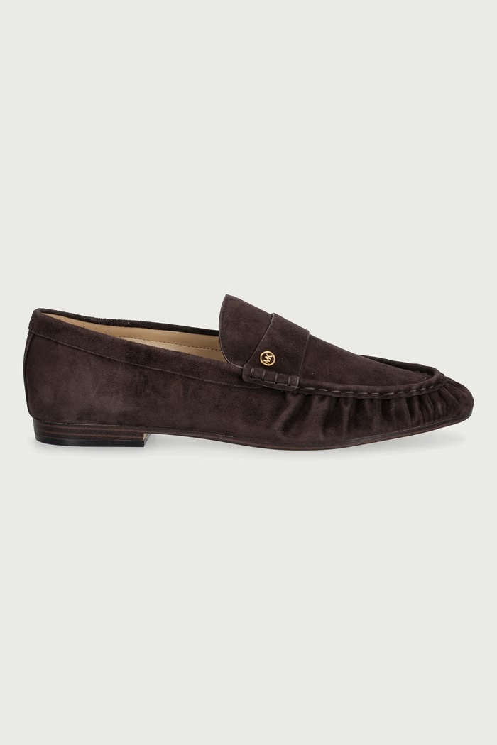 MICHAEL Michael Kors Mokasíny dámske nubukové Jennings Ruched Loafer 40F6JNFP2S.251 hnedá AW26