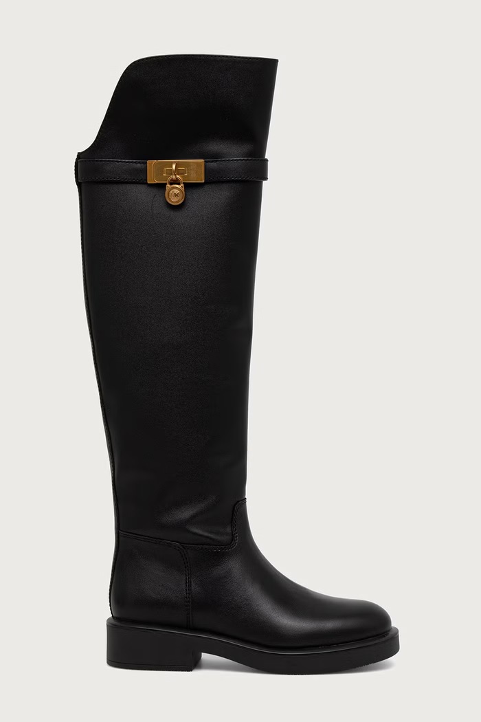 MICHAEL Michael Kors Čižmy dámske kožené Hamilton Moderne Boot 40F6HAFB7L.001 čierna AW26