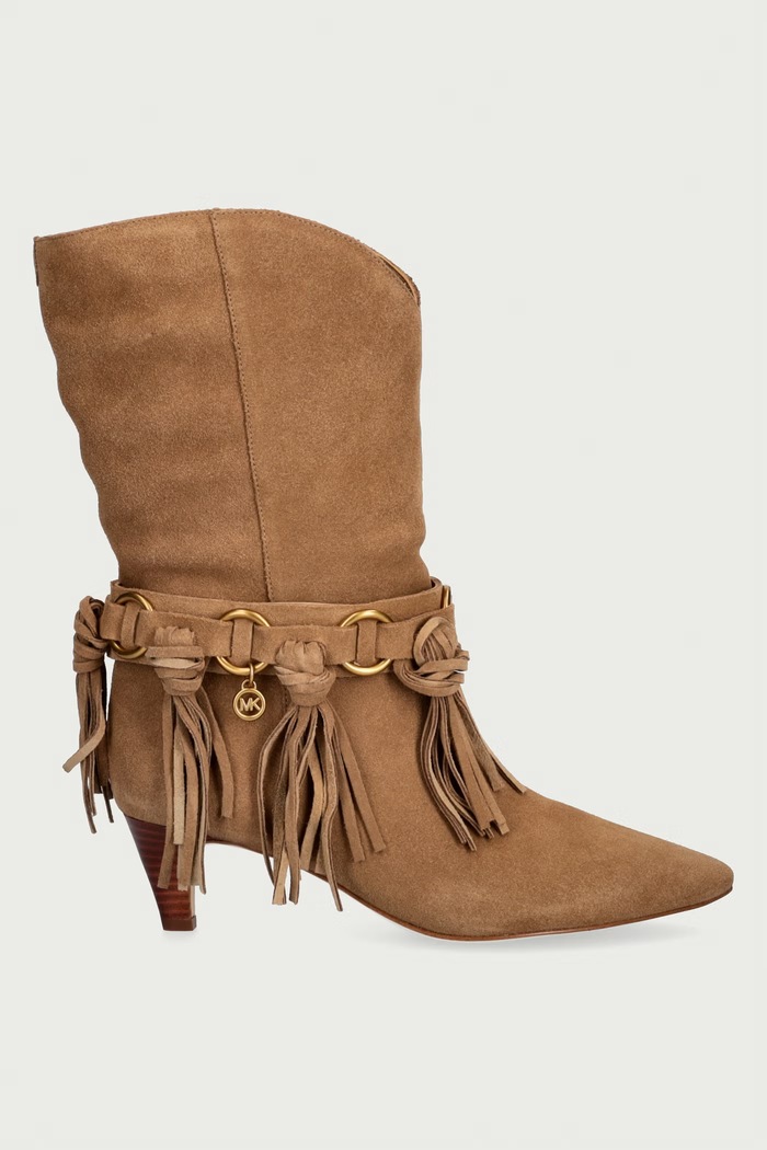 MICHAEL Michael Kors Gležnjače za žene od brušene kože Daniela Fringe Mid Boot 40F6DNME5S.243 bež AW26