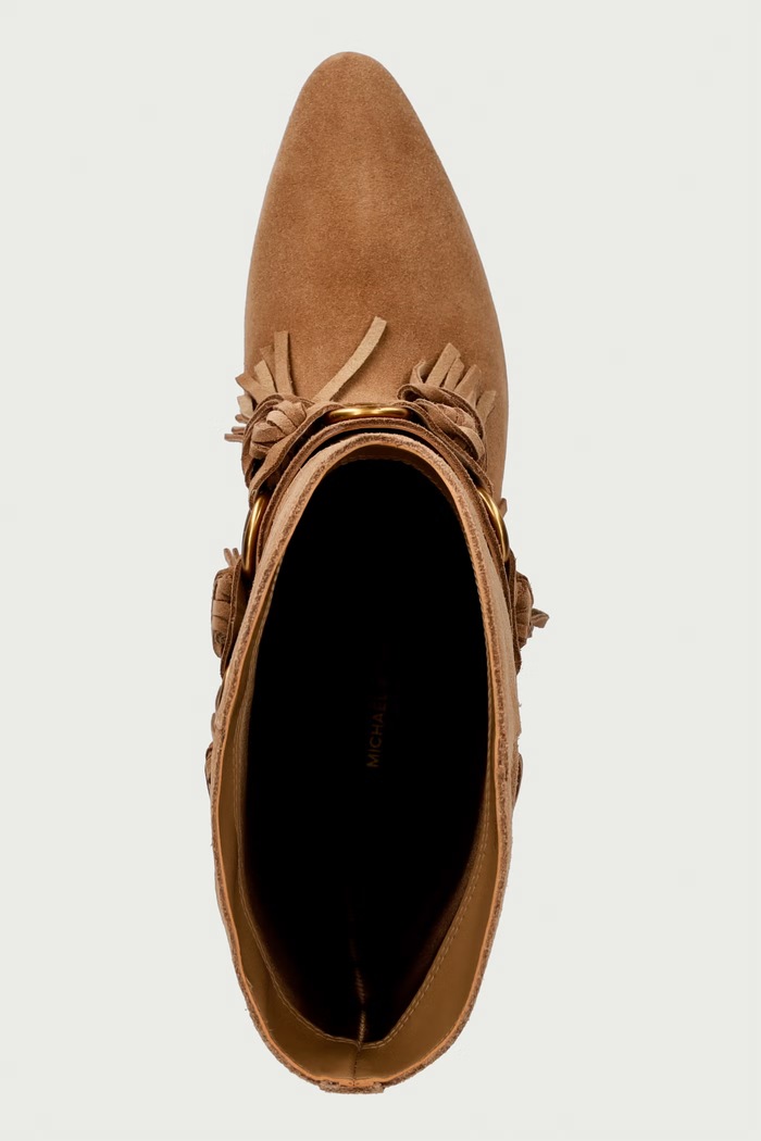 Gležnjače za žene od brušene kože Daniela Fringe Mid Boot MICHAEL Michael Kors 40F6DNME5S.243 bež