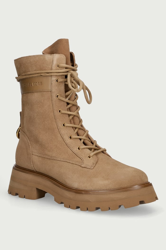 MICHAEL Michael Kors Workery dámske semišové Caleb Lug Bootie béžová 40F6CBFE5S.243