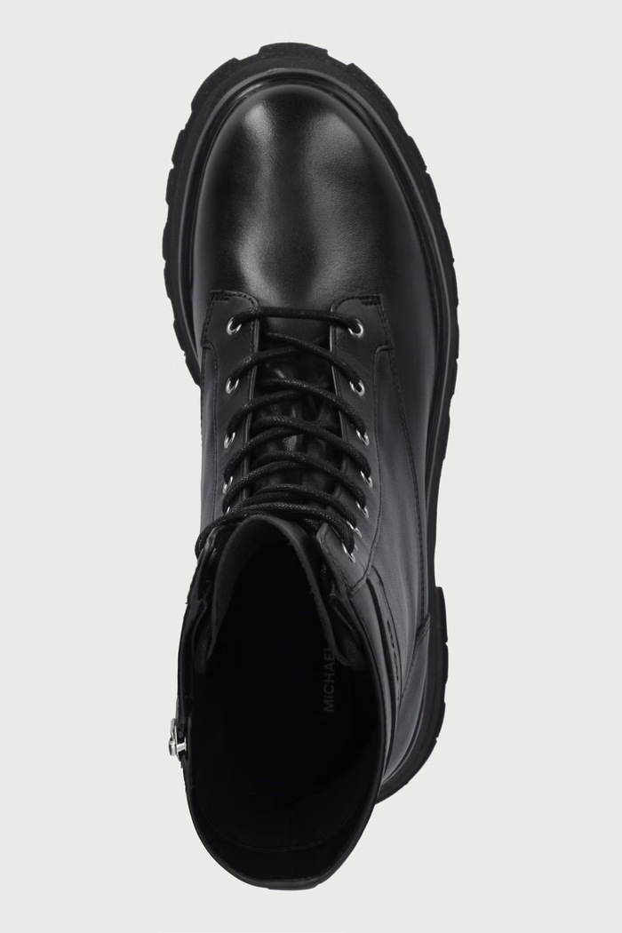 Workers sulla banchina da donna in pelle Caleb Lug Bootie MICHAEL Michael Kors 40F6CBFE5L.001 nero