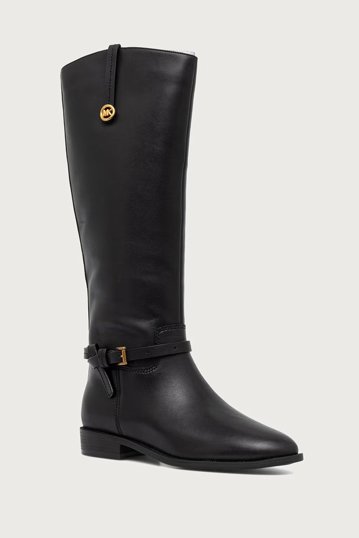 MICHAEL Michael Kors Kozaki damskie skórzane Beverly Flat Boot czarny 40F6BVFB5L.001