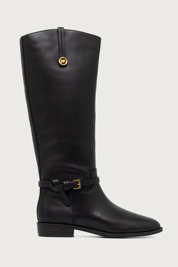 MICHAEL Michael Kors Kozaki damskie skórzane Beverly Flat Boot 40F6BVFB5L.001 czarny AW26