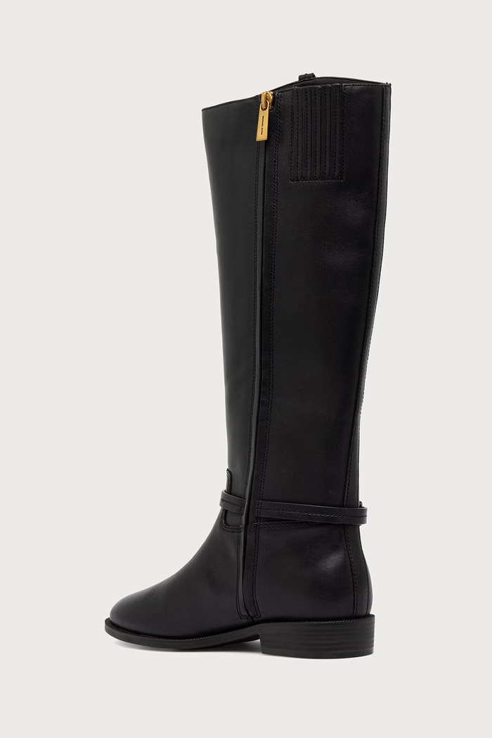 Obuwie MICHAEL Michael Kors Kozaki damskie skórzane Beverly Flat Boot 40F6BVFB5L.001 czarny