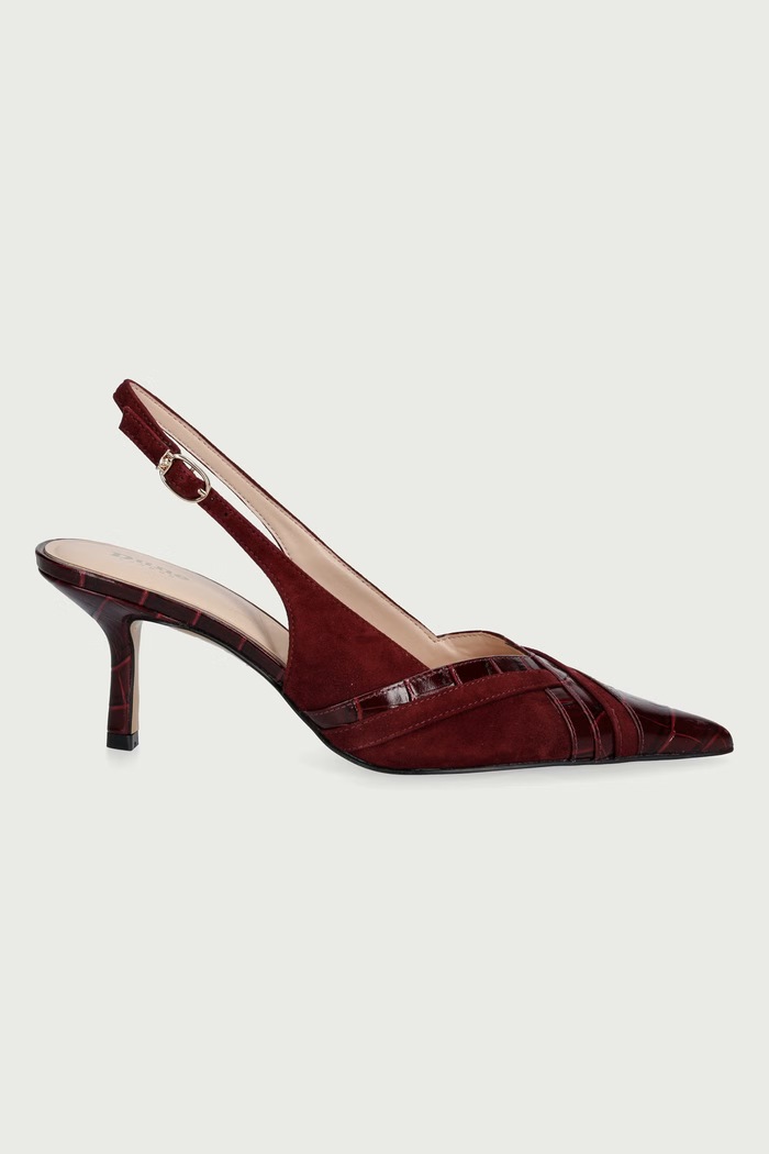 Dune London Szpilki skórzane Connects 0095500620030932 bordowy AW26