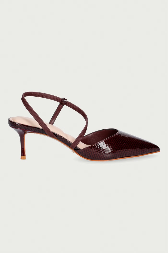 Dune London Szpilki skórzane Charming 0094503940029929 bordowy AW26