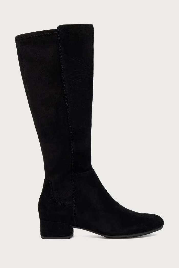 Dune London Kozaki na słupku damskie Tayla 0089500620007011 czarny AW26