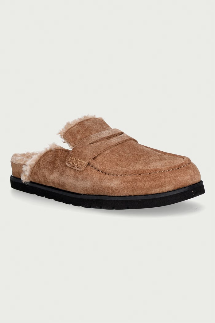 Dune London Loafersy damskie zamszowe Goldy brązowy 0076500620126680