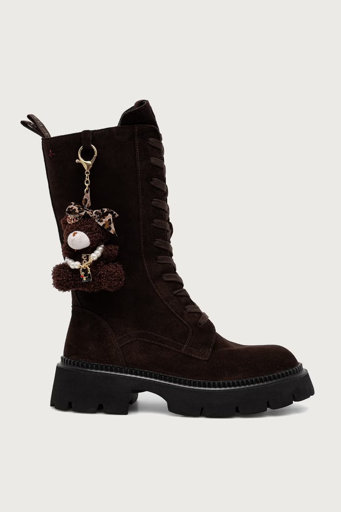 Gio+ кубинки дамски от велур Greta GRETA01E кафяв AW26