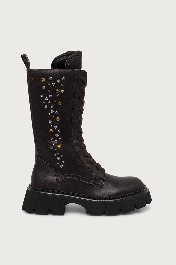 Gio+ čizme s platformom za žene od kože Greta GRETA01C smeđa AW26
