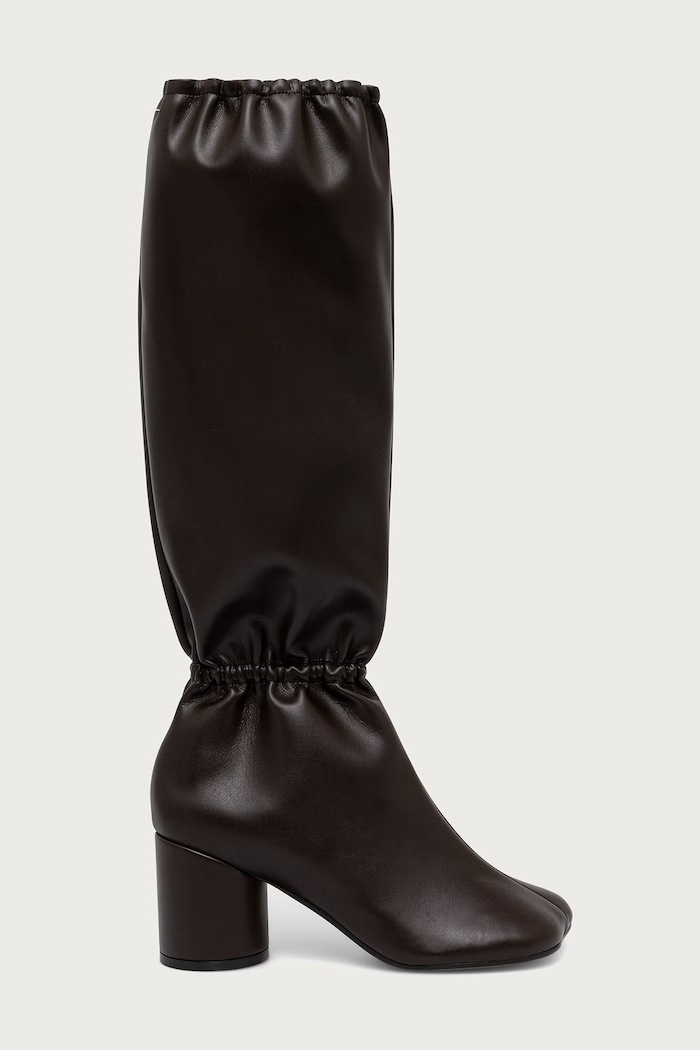 MM6 Maison Margiela Kozaki damskie skórzane S66WW0106.P7867 brązowy AW26