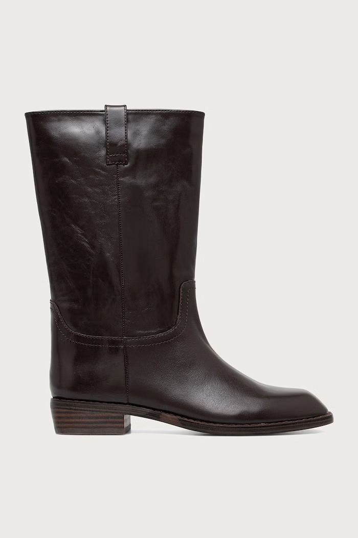 Steve Madden Kozaki na płaskim obcasie damskie skórzane Primo 11005929.207 brązowy AW26