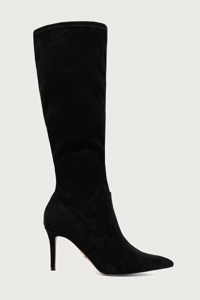 Steve Madden Kozaki na szpilce damskie z imitacji zamszu Sprint 11005906.001 czarny AW26