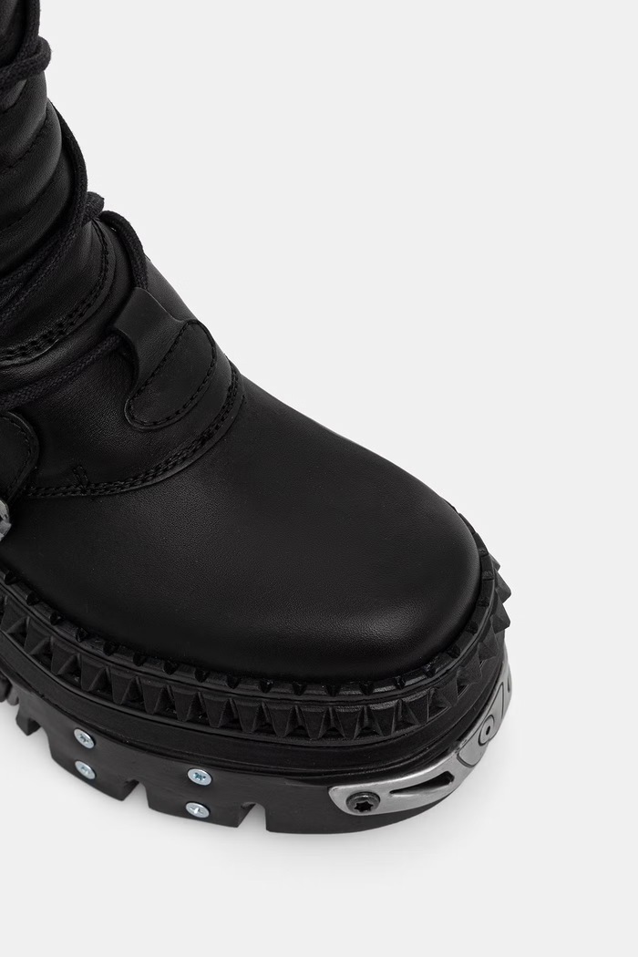 New Rock CRUST NEGRO NEGRO + IMPERFECT REACTOR NEGRO TORNILLOS workery damskie skórzane czarny M.WALL373.S17
