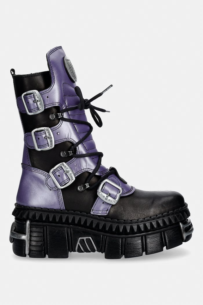 New Rock CRUST NEGRO + NOMADLA LILA + IMPERFECT TOWER NEGRO TORNILLOS workery damskie skórzane M.WALL373.CEV005 fioletowy AW26