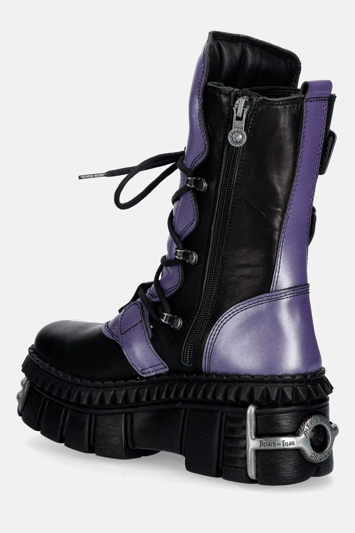 Obuwie New Rock CRUST NEGRO + NOMADLA LILA + IMPERFECT TOWER NEGRO TORNILLOS workery damskie skórzane M.WALL373.CEV005 fioletowy
