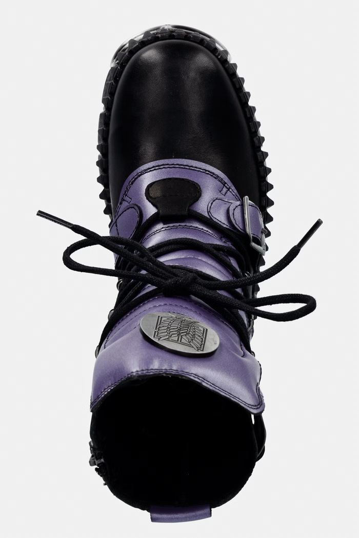 New Rock CRUST NEGRO + NOMADLA LILA + IMPERFECT TOWER NEGRO TORNILLOS workery damskie skórzane fioletowy M.WALL373.CEV005