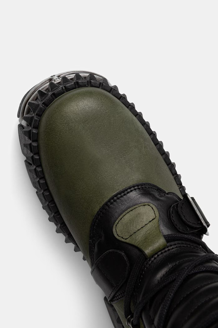 New Rock NOMADA VERDE + CRUST NEGRO + IMPERFECT TOWER NEGRO TORNILLOS workery damskie skórzane zielony M.WALL373.CEV004