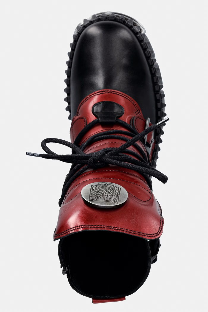 New Rock CRUST NEGRO + NOMADA ROJO + IMPERFECT TOWER NEGRO TORNILLOS workery damskie skórzane czerwony M.WALL373.CEV002