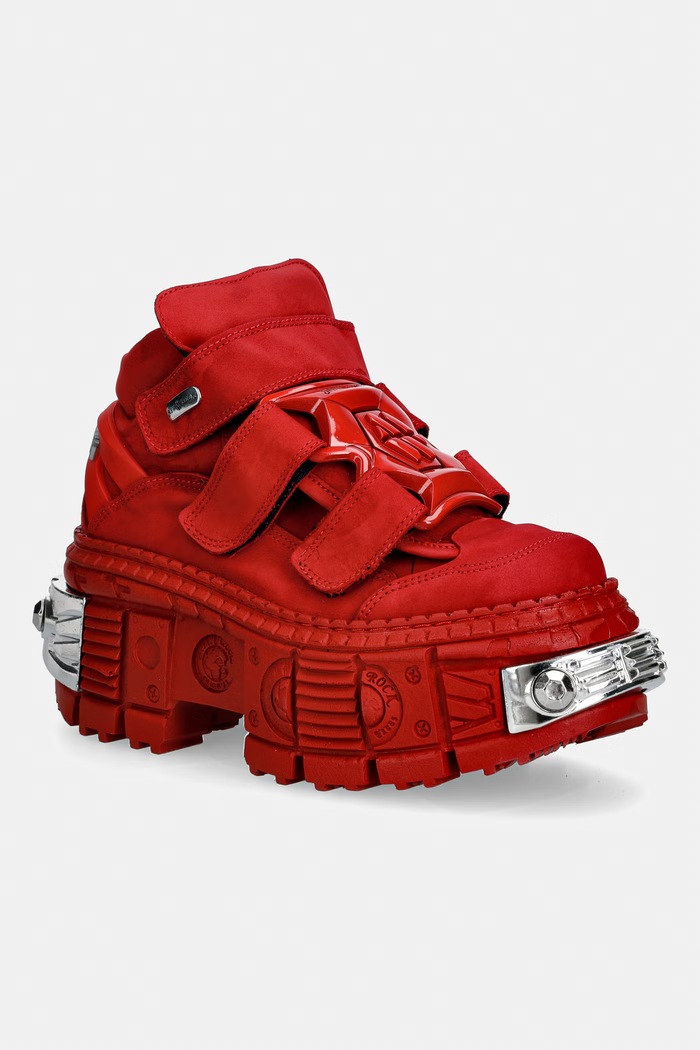 New Rock NOBUCK ROJO + IMPERFECT TANK ROJO TORNILLOS buty damskie nubukowe czerwony M.WALL285.C14