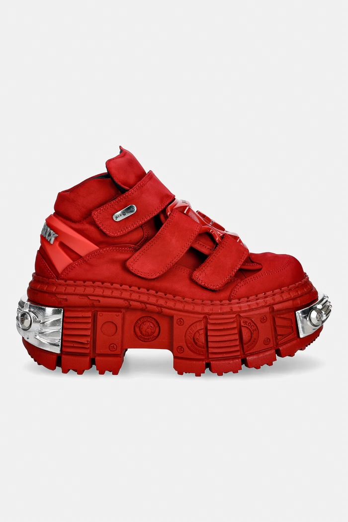 New Rock NOBUCK ROJO + IMPERFECT TANK ROJO TORNILLOS buty damskie nubukowe M.WALL285.C14 czerwony AW26