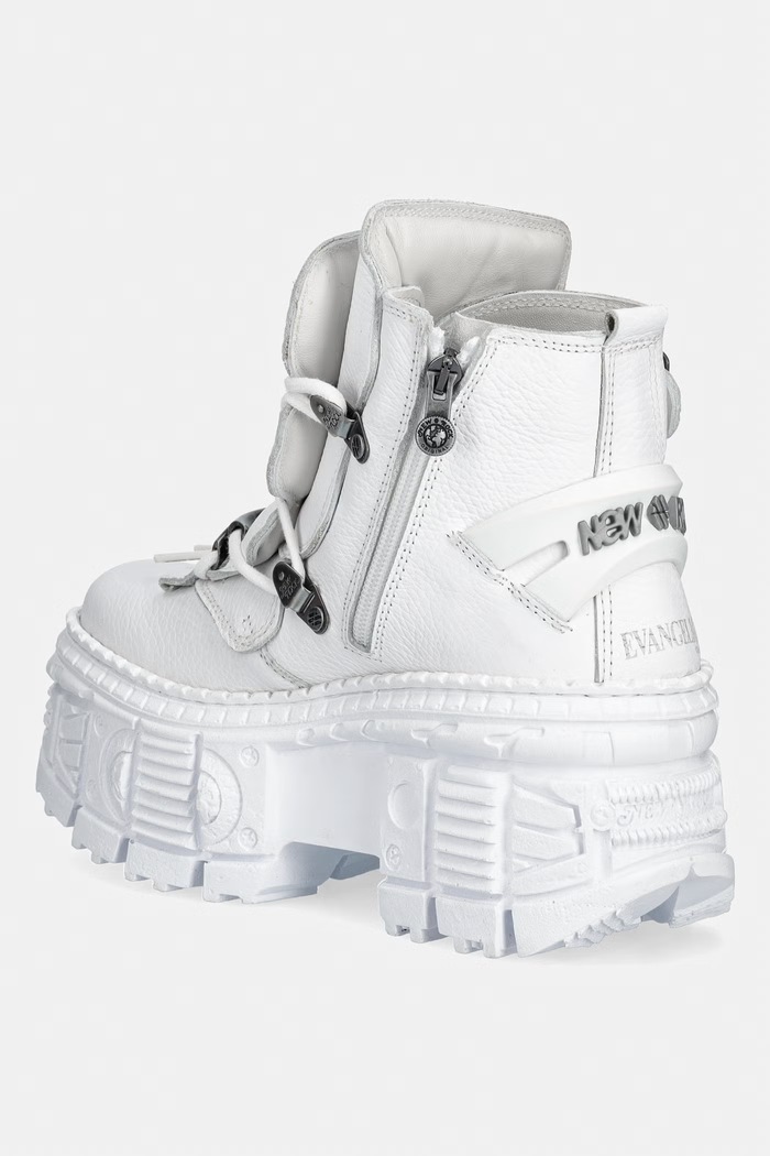 Obuwie New Rock NAPA BLANCA + IMPERFECT TANK BLANCO TORNILLOS workery na platformie damskie skórzane M.WALL052.CEV161 biały