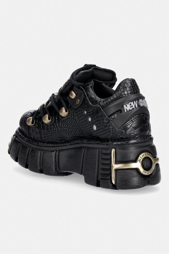 Obuwie New Rock PITON NEGRO + IMPERFECT TOWER NEGRO TORNILLOS workery na platformie damskie skórzane M.120N.C118 czarny