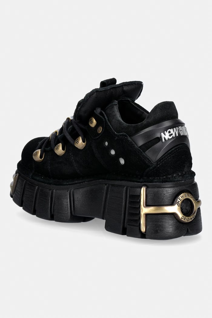 Obuwie New Rock ANTE NEGRO + IMPERFECT TOWER NEGRO TORNILLOS sneakersy na platformie damskie zamszowe M.120N.C117 czarny