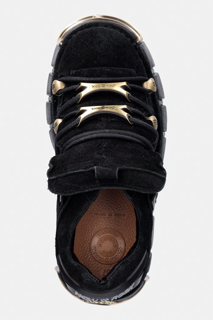 New Rock ANTE NEGRO + IMPERFECT TOWER NEGRO TORNILLOS sneakersy na platformie damskie zamszowe czarny M.120N.C117