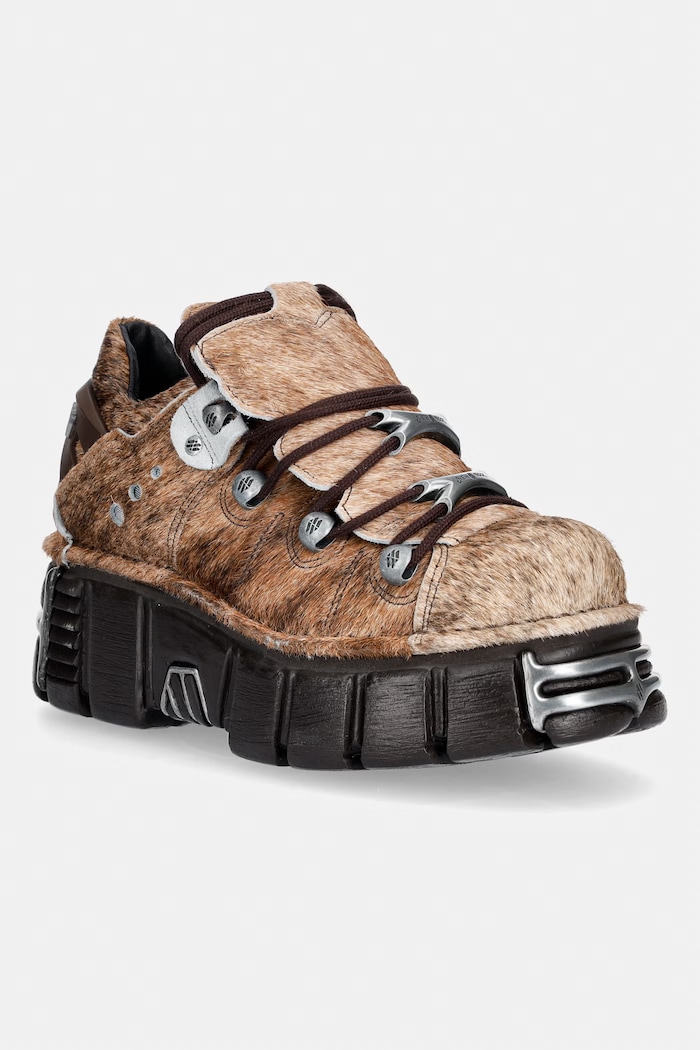 New Rock PELO NATURAL MARRON-BLANCO + IMPERFECT TOWER MARRON TORNILLOS buty damskie skórzane brązowy M.120N.C114