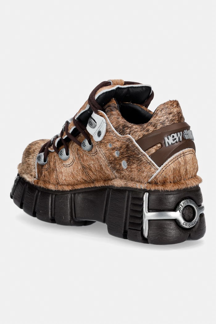 Obuwie New Rock PELO NATURAL MARRON-BLANCO + IMPERFECT TOWER MARRON TORNILLOS buty damskie skórzane M.120N.C114 brązowy