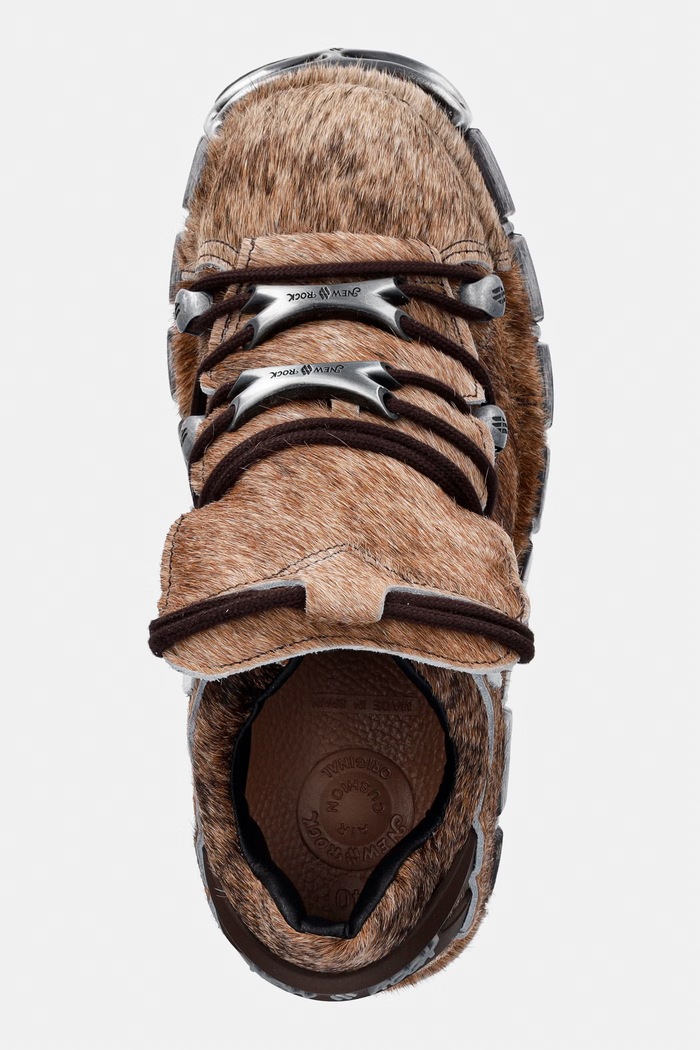 New Rock PELO NATURAL MARRON-BLANCO + IMPERFECT TOWER MARRON TORNILLOS buty damskie skórzane brązowy M.120N.C114
