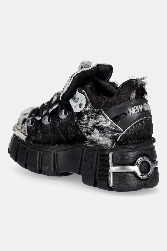 Obuwie New Rock PELO NATURAL NEGRO-BLANCO + IMPERFECT TOWER NEGRO TORNILLOS buty damskie skórzane M.120N.C113 czarny