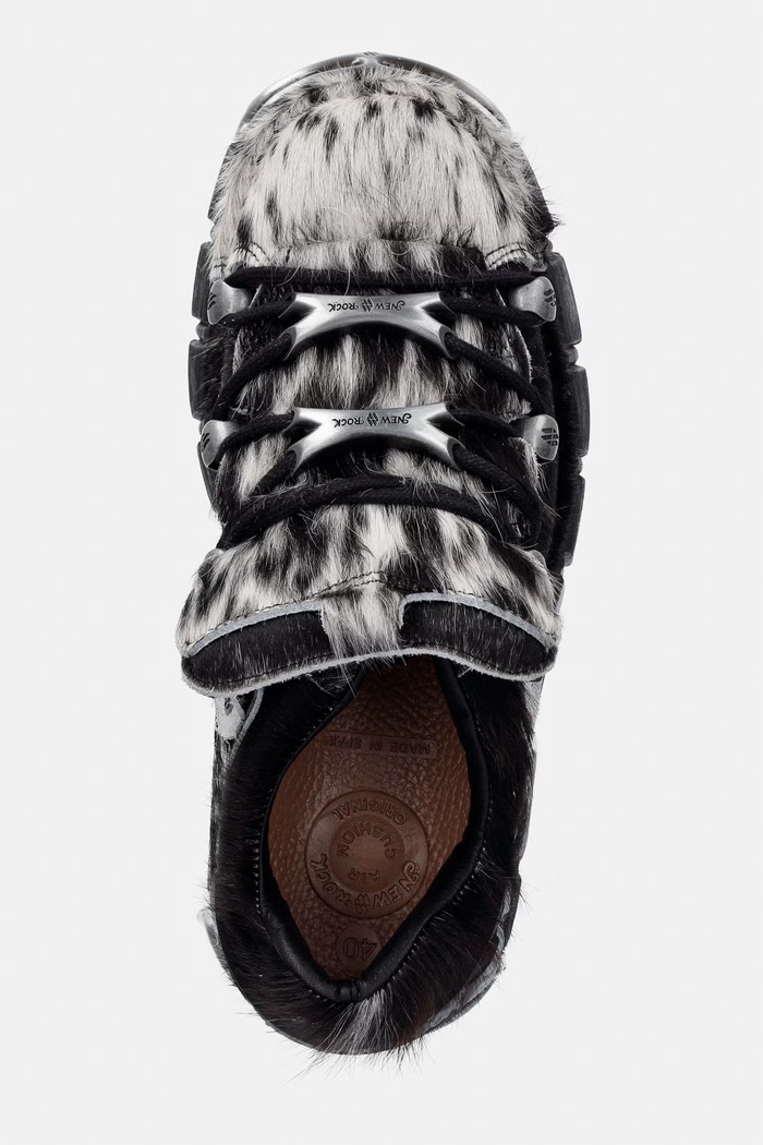 New Rock PELO NATURAL NEGRO-BLANCO + IMPERFECT TOWER NEGRO TORNILLOS buty damskie skórzane czarny M.120N.C113